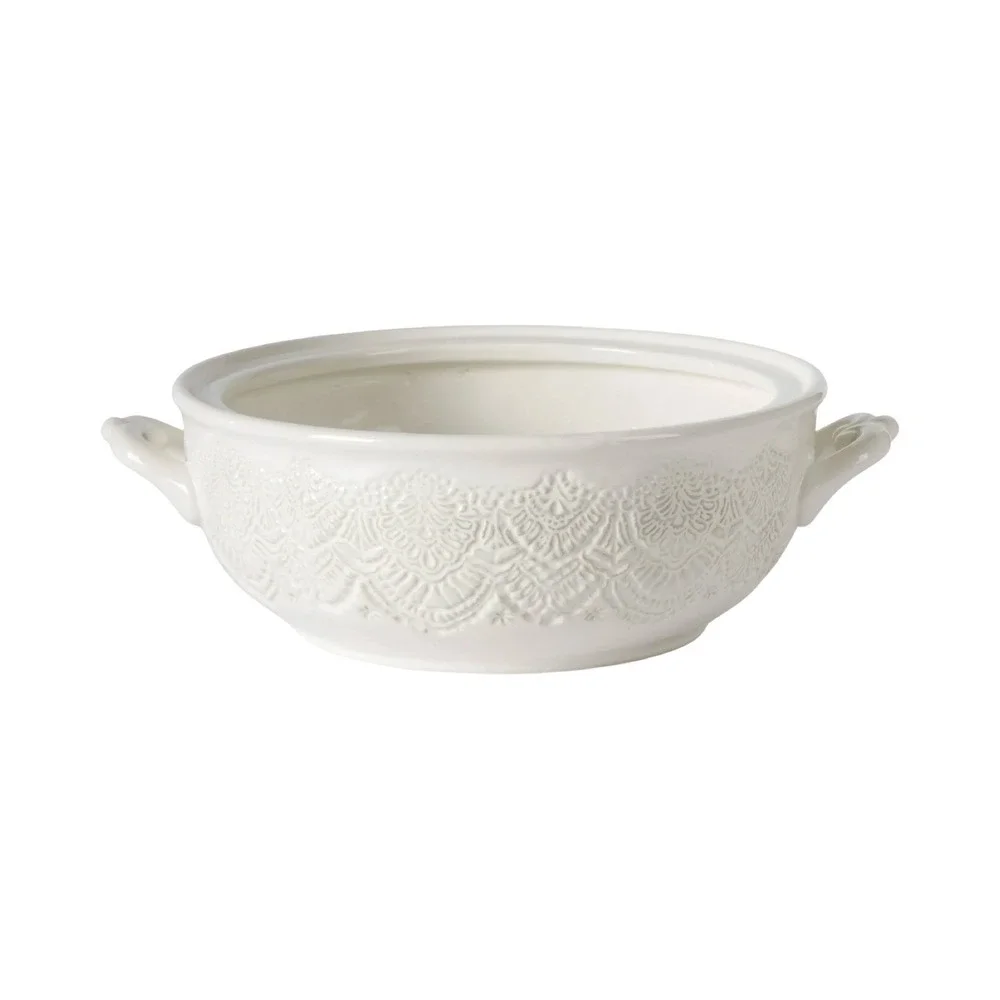 Pioneer‎ Woman Vintage Lace Stoneware Tureen Linen 11